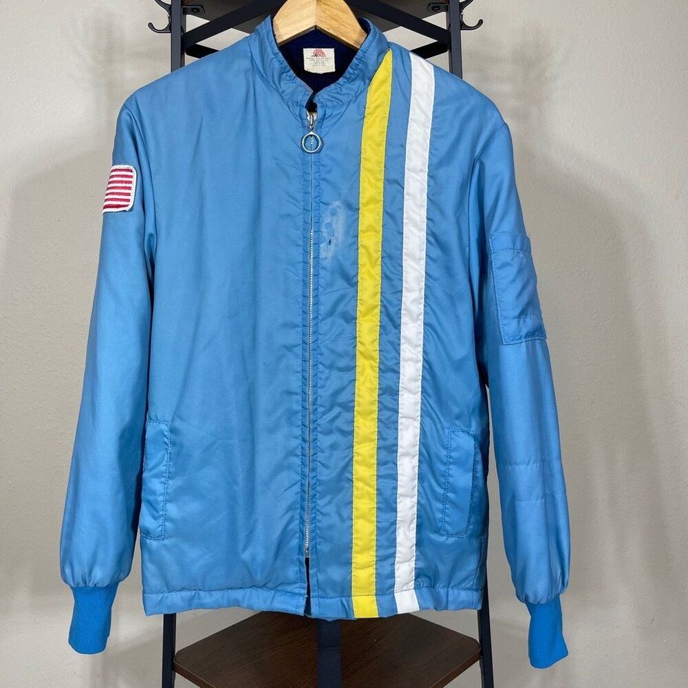 VTG The Great Lakes Jacket Blue Fleece Lining Windbreaker Made in USA Mens Sz S